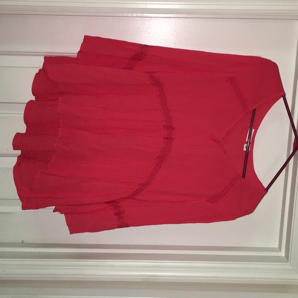 CATO, dark pink L woman’s blouse, arms and the bottom  Ruffle A little